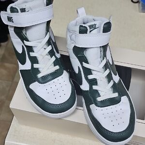 Nike Kids High-Top Sneakers — White & Dark Green
